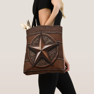Brown Cowboy Rustic Western Country Texas Star Tote Bag