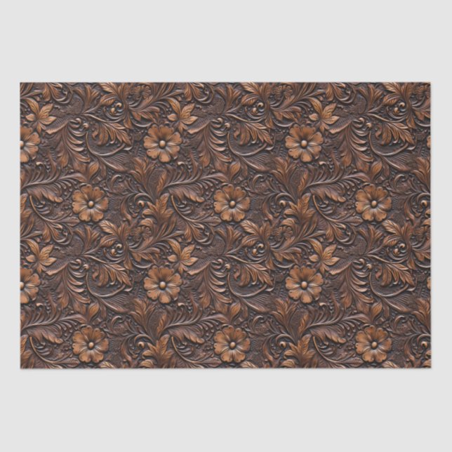 Brown Cowgirl Floral Tissue Paper (Front)