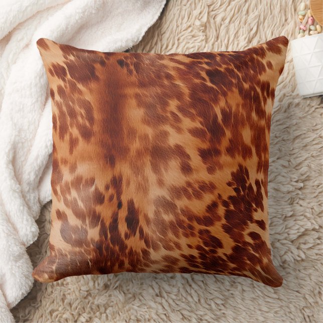 Brown Cowhide Animal Print Cushion (Blanket)