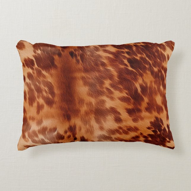 Brown Cowhide Animal Print Decorative Cushion (Front)