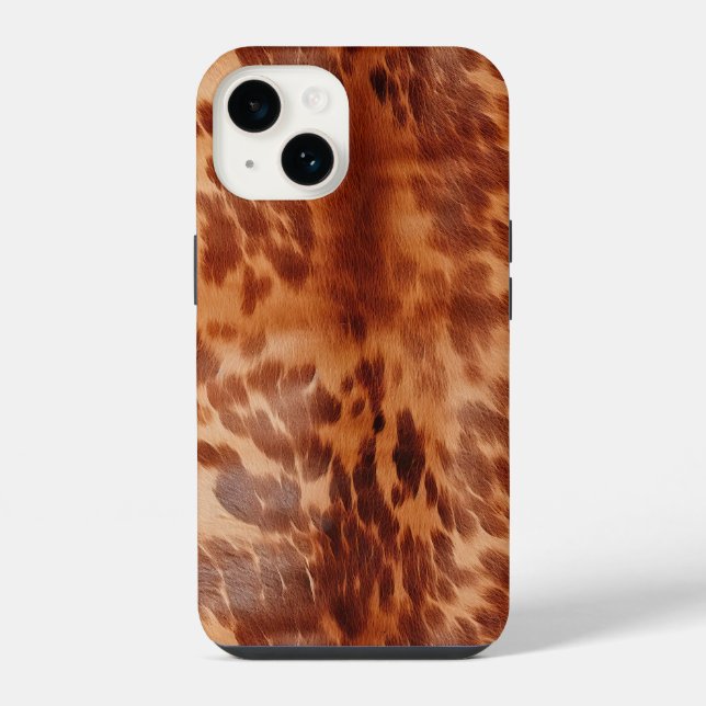 Brown Cowhide Animal Print iPhone Case (Back)