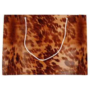 Brown Cowhide Animal Print Large Gift Bag