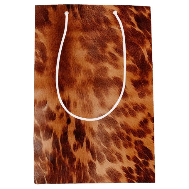 Brown Cowhide Animal Print Medium Gift Bag (Front)
