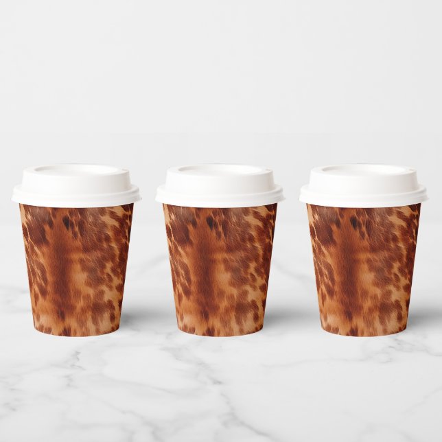 Brown Cowhide Animal Print Paper Cups (Multi)