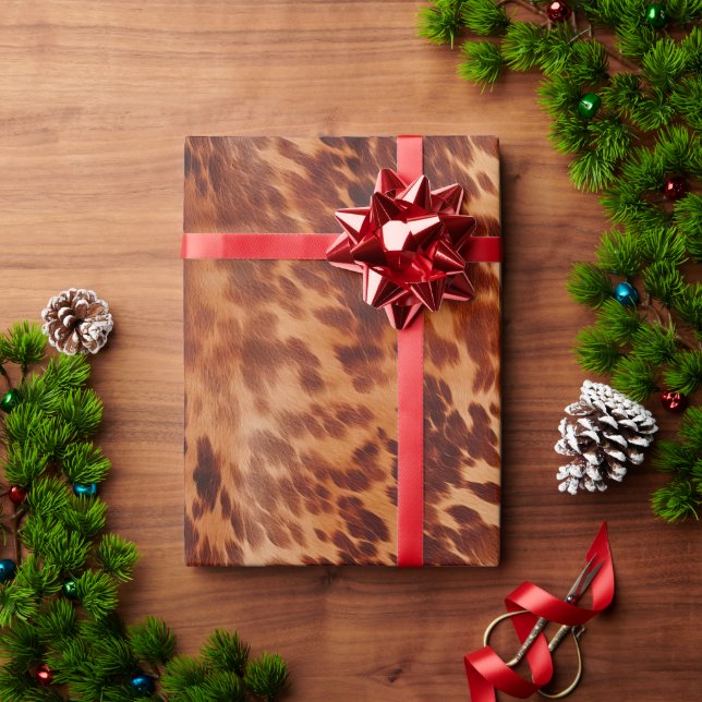 Brown Cowhide Animal Print Wrapping Paper (Holiday Gift)