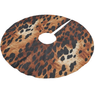 Brown Cowhide Brushed Polyester Tree Skirt