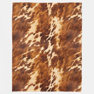 Brown Cowhide Fleece Blanket
