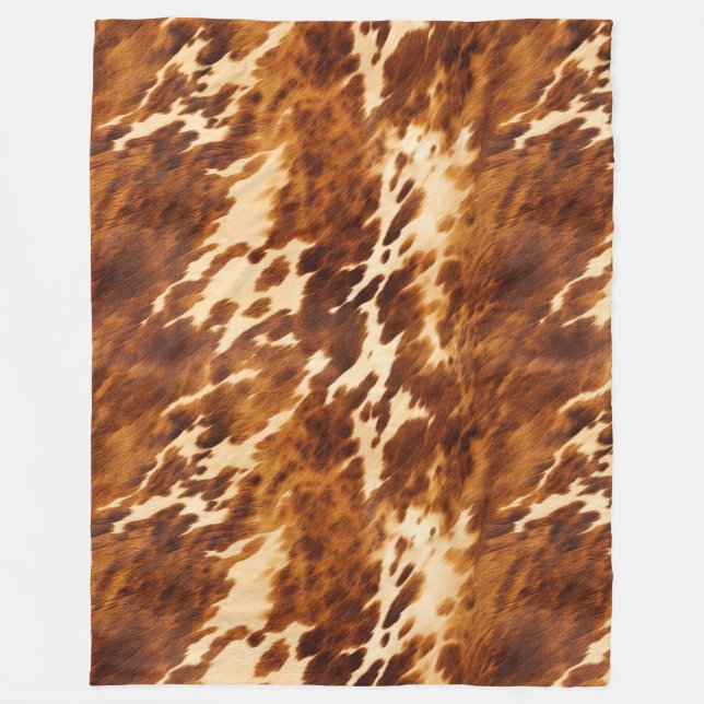 Brown Cowhide Fleece Blanket (Front)