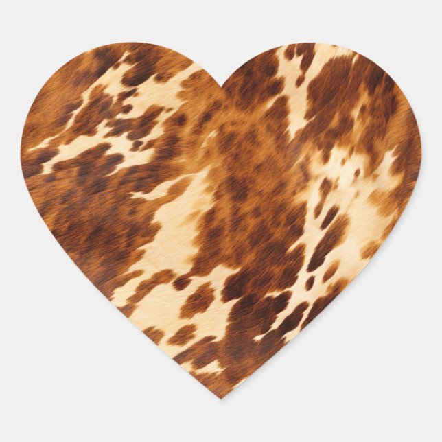 Brown Cowhide Heart Sticker (Front)