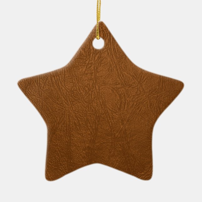 Brown Cowhide Leather Texture Look Ceramic Tree Decoration (Front)