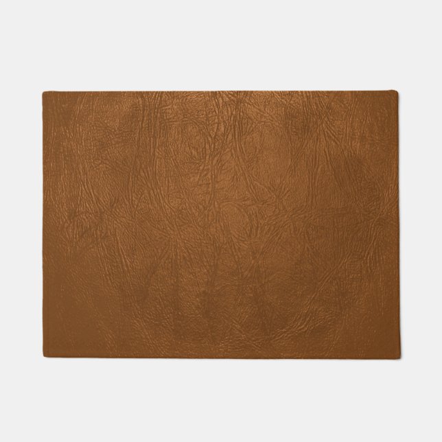 Brown Cowhide Leather Texture Look Doormat (Front)
