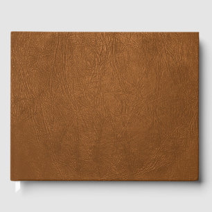 Brown Cowhide Leather Texture Look Guest Book