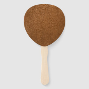 Brown Cowhide Leather Texture Look Hand Fan