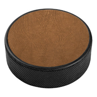 Brown Cowhide Leather Texture Look Hockey Puck