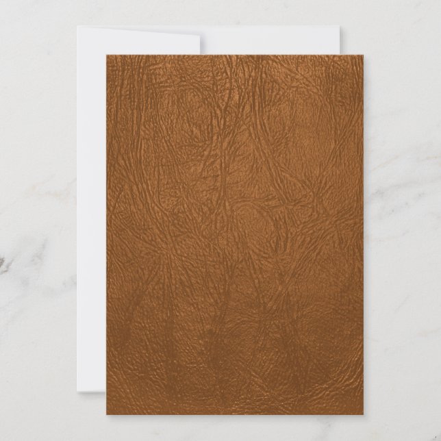 Brown Cowhide Leather Texture Look Invitation (Front)