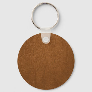Brown Cowhide Leather Texture Look Key Ring