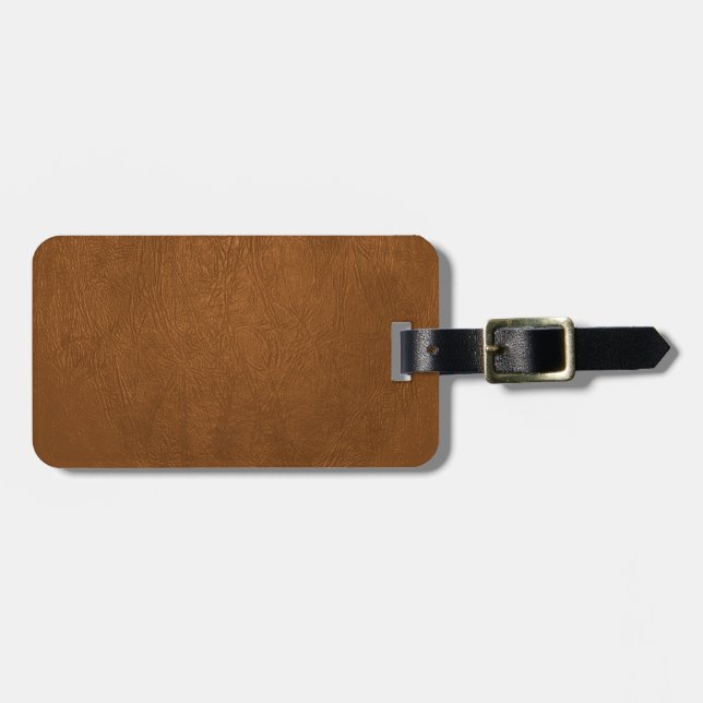 Brown Cowhide Leather Texture Look Luggage Tag (Front Horizontal)