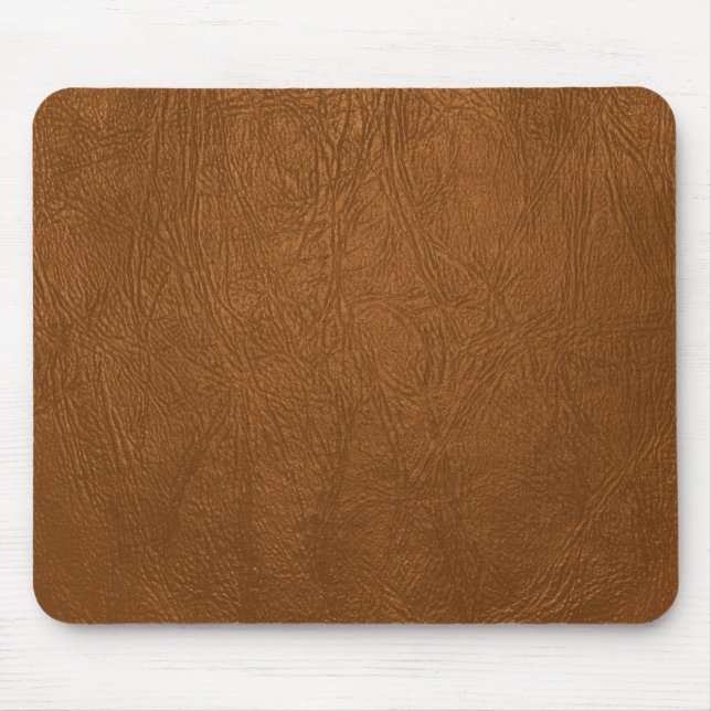 Brown Cowhide Leather Texture Look Mouse Mat (Front)