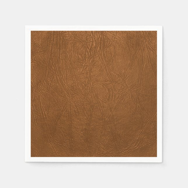 Brown Cowhide Leather Texture Look Napkin (Front)