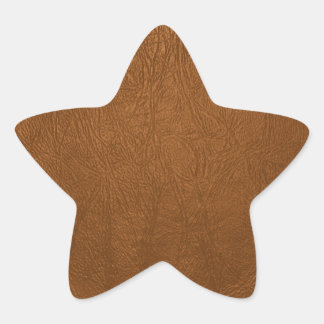 Brown Cowhide Leather Texture Look Star Sticker