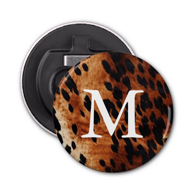 Brown Cowhide Monogram Bottle Opener (Front)