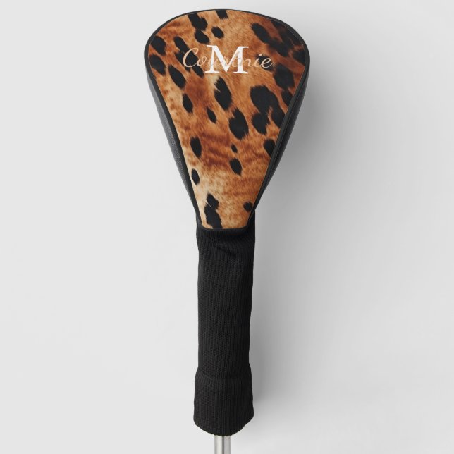 Brown Cowhide Monogram Golf Head Cover (Front)