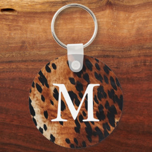 Brown Cowhide Monogram Key Ring