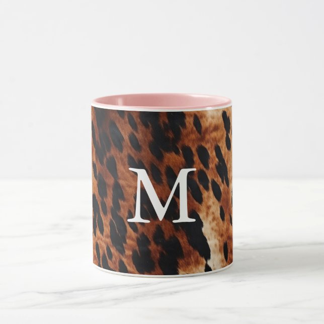 Brown Cowhide Monogram Mug (Center)