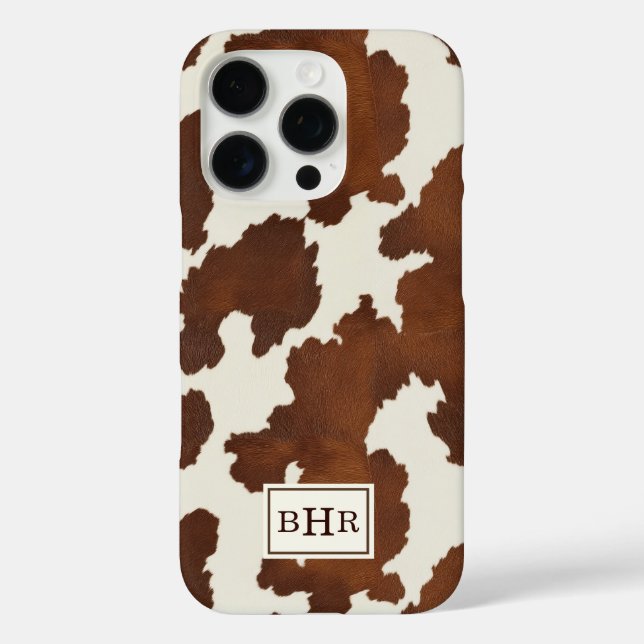 Brown Cowhide Monogrammed Case-Mate iPhone Case (Back)