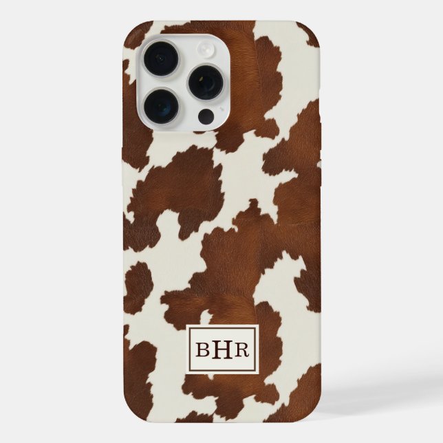 Brown Cowhide Monogrammed iPhone Case (Back)