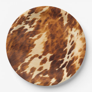 Brown Cowhide Paper Plate