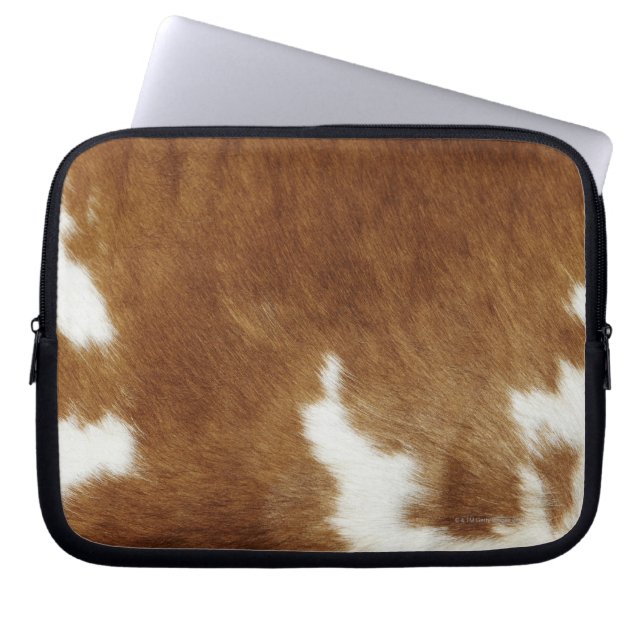 Brown Cowhide Print Laptop Sleeve (Front)