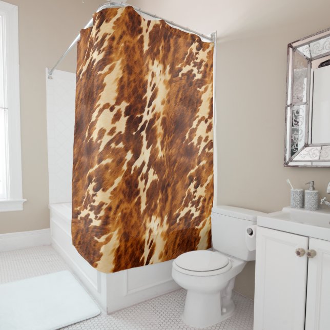 Brown Cowhide Shower Curtain (In Situ)