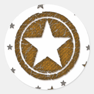 Brown Cracked Western Star Badge Stickers