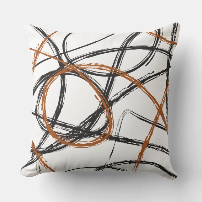 BROWN CRAZY LINES DESIGN Retro Throw Pillow (Front)