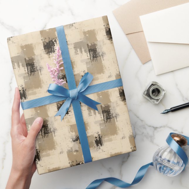 Brown & Cream Abstract Paint  Wrapping Paper (Gifting)