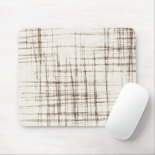 Brown Cream Abstract Stripes Mouse Mat
