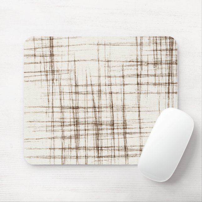 Brown Cream Abstract Stripes Mouse Mat (With Mouse)