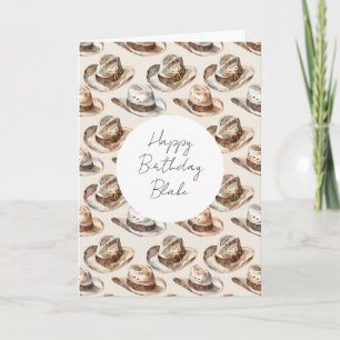 Brown Cream Adventure Hats Birthday Card