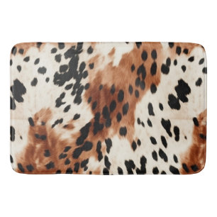 Brown Cream Animal Cowhide Bath Mat