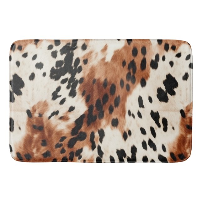 Brown Cream Animal Cowhide Bath Mat (Front)