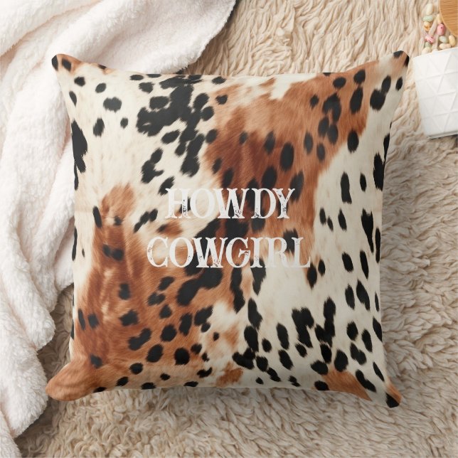 Brown Cream Animal Cowhide Cushion (Blanket)