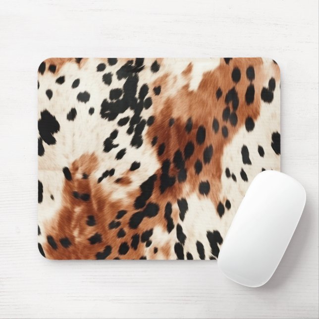 Brown Cream Animal Cowhide Mouse Mat (With Mouse)