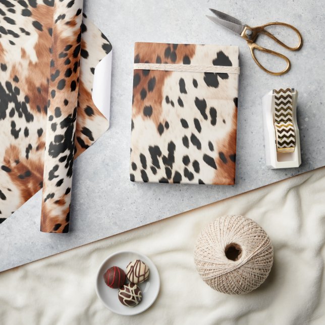 Brown Cream Animal Cowhide Wrapping Paper (Crafts)