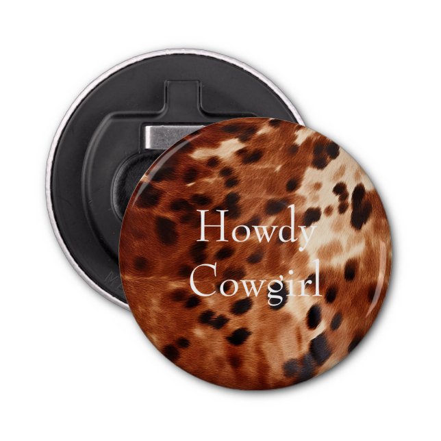 Brown Cream Black Cowhide  Bottle Opener (Front)
