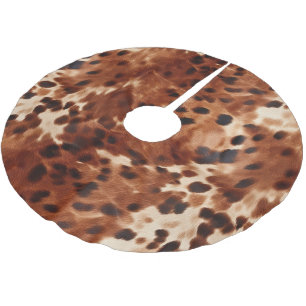 Brown Cream Black Cowhide Brushed Polyester Tree Skirt