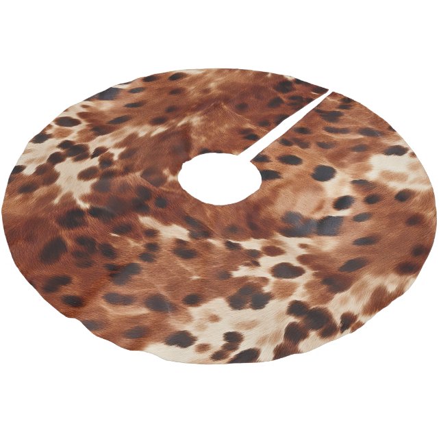 Brown Cream Black Cowhide  Brushed Polyester Tree Skirt (Angled)