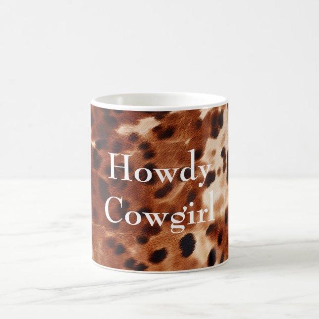 Brown Cream Black Cowhide  Coffee Mug (Center)