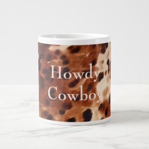 Brown Cream Black Cowhide  Large Coffee Mug