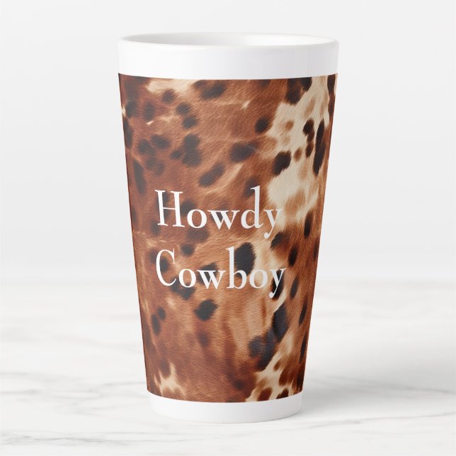 Brown Cream Black Cowhide  Latte Mug (Front)
